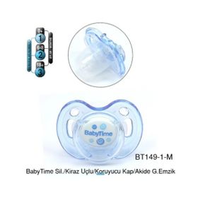 Babytime BT149-1 Kiraz Uçlu 0-6 Ay Mavi Silikon Emzik