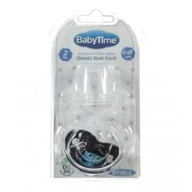 Babytime BT153-2 6-18 Silikon Damaklı Koruyucu Kapaklı Siyah Emzik