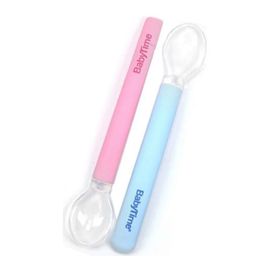 Babytime Mavi Pembe 2'li Silikon Beslenme Kaşığı