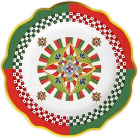 Baci Milano Dolce Vita Kırmızı Yeşil Desenli 27 cm Yemek Tabağı