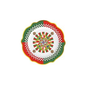Baci Milano Dolce Vita Kırmızı Yeşil Desenli 27 cm Yemek Tabağı