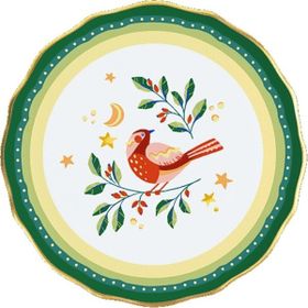 Baci Milano Mamma Mia 16 cm Kuş Desenli Yeşil Tatlı Tabağı