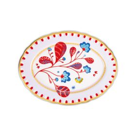 Baci Milano Mamma Mia 34x25 cm Yaprak Desenli Oval Servis Tabağı