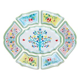 Baci Milano Mamma Mia Ağaç Desenli 7 Parça 50 cm x 60 cm Meze Tabağı