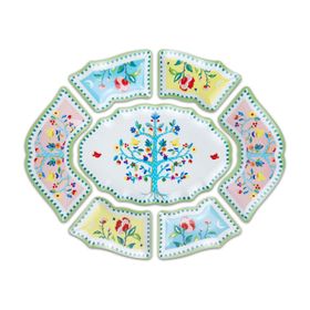 Baci Milano Mamma Mia Ağaç Desenli 7 Parça 50 cm x 60 cm Meze Tabağı