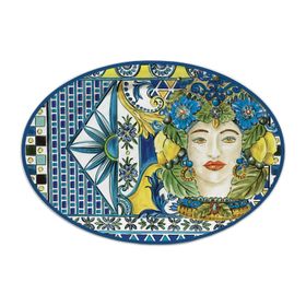 Baci Milano Sicily 35.5x51 CM Mavi Oval Servis Tabağı