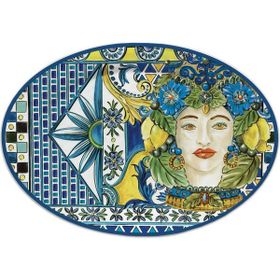 Baci Milano Sicily 35.5x51 CM Mavi Oval Servis Tabağı