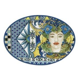 Baci Milano Sicily 35.5x51 CM Mavi Oval Servis Tabağı