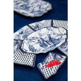 Baci Milano Versailles 7 Parça Melamin 60x50 cm Mavi Meze Kasesi