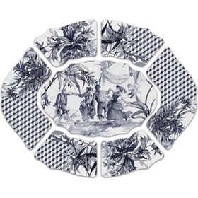 Baci Milano Versailles 7 Parça Melamin 60x50 cm Mavi Meze Kasesi