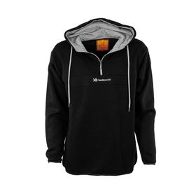 Backpacker Kapüşonlu Yarım Fermuarlı Siyah Erkek Sweatshirt
