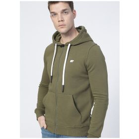 Bad Bear 21.02.12.028 Even Full Zip C38 Düz Yaka Regular Fit Düz Haki Erkek Sweatshirt