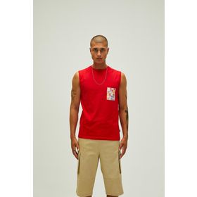 Bad Bear 22.01.23.001 Flag Tank-Top Düz Yaka Normal Kalıp Düz Kırmızı Erkek Atlet