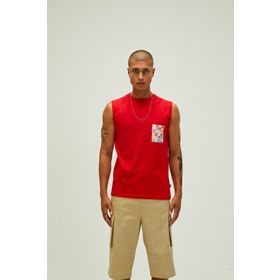 Bad Bear 22.01.23.001 Flag Tank-Top Düz Yaka Normal Kalıp Düz Kırmızı Erkek Atlet