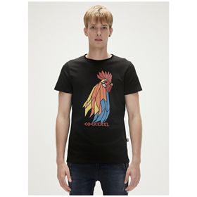 Bad Bear 23.01.07.012 Cockerel Baskılı Siyah Erkek T-Shirt