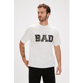 Bad Bear Levin Beyaz Baskılı Oversize Erkek T-shirt