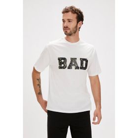 Bad Bear Levin Beyaz Baskılı Oversize Erkek T-shirt