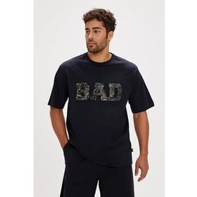 Bad Bear Levin Lacivert Baskılı Oversize Erkek T-shirt