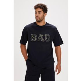 Bad Bear Levin Lacivert Baskılı Oversize Erkek T-shirt