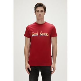 Bad Bear Manuscript Lava Baskılı Kırmızı Erkek T-Shirt