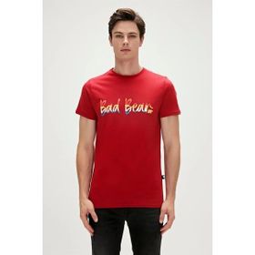 Bad Bear Manuscript Lava Baskılı Kırmızı Erkek T-Shirt