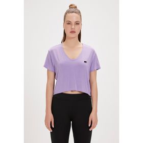Bad Bear Menas Mor V Yaka Kadın T-shirt