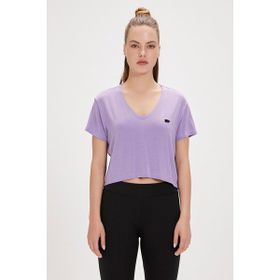 Bad Bear Menas Mor V Yaka Kadın T-shirt