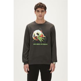 Bad Bear Re-Bamboo Crewneck Baskılı Antrasit Erkek Sweatshirt