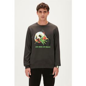 Bad Bear Re-Bamboo Crewneck Baskılı Antrasit Erkek Sweatshirt