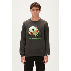 Bad Bear Re-Bamboo Crewneck Baskılı Antrasit Erkek Sweatshirt