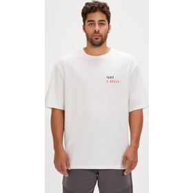 Bad Bear Sand Beyaz Baskılı Oversize Erkek T-shirt