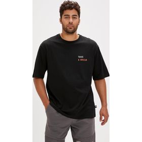 Bad Bear Sand Siyah Baskılı Oversize Erkek T-shirt