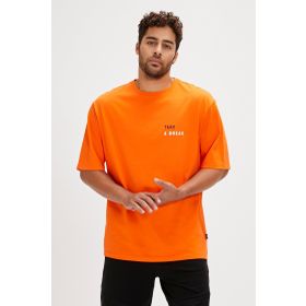 Bad Bear Sand Turuncu Baskılı Oversize Erkek T-shirt