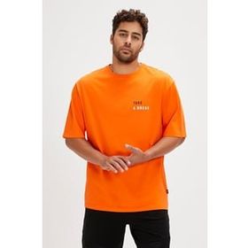 Bad Bear Sand Turuncu Baskılı Oversize Erkek T-shirt