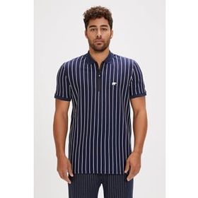 Bad Bear Theo Lacivert Polo Yaka Fermuarlı Erkek T-shirt