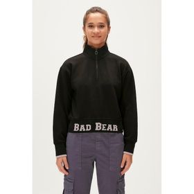 Bad Bear Zoe Half Zip 230412004-NGT Kadın Siyah Dik Yaka Sweatshirt