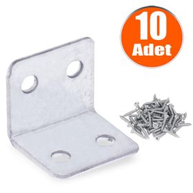Badem10 10 Adet 25x25x30 mm Mobilya Köşe Bağlantı Sabitleme L Demir Gönye