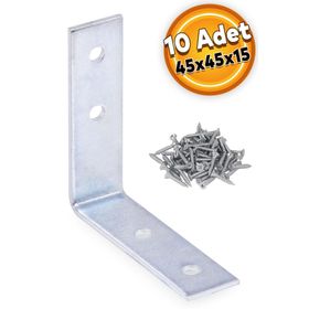 Badem10 10 Adet 45x45x15 mm Mobilya Köşe Bağlantı Sabitleme L Demir Köşebent Gönye