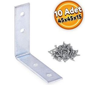 Badem10 10 Adet 45x45x15 mm Mobilya Köşe Bağlantı Sabitleme L Demir Köşebent Gönye