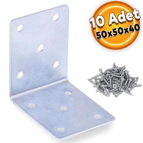 Badem10 10 Adet 50x50x40 mm Mobilya Köşe Bağlantı Sabitleme L Demir Köşebent Gönye