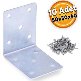 Badem10 10 Adet 50x50x40 mm Mobilya Köşe Bağlantı Sabitleme L Demir Köşebent Gönye