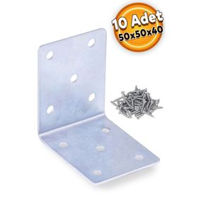 Badem10 10 Adet 50x50x40 mm Mobilya Köşe Bağlantı Sabitleme L Demir Köşebent Gönye