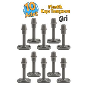 Badem10 10 Adet 8 cm Plastik Gri Mobilya Kapı Arkası Durdurucu