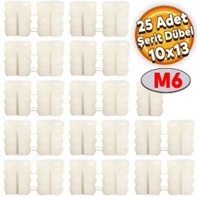 Badem10 10x13 Plastik M6 25 Adet Şerit Dübel