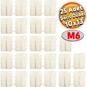Badem10 10x13 Plastik M6 25 Adet Şerit Dübel