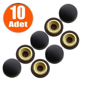 Badem10 10x15 mm Dekoratif Vida Kapağı Kapatıcı Mat Siyah Metal Vida Tapası