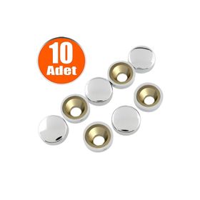 Badem10 10x15 mm Dekoratif Vida Kapağı Kapatıcı Parlak Krom Metal Vida Tapası