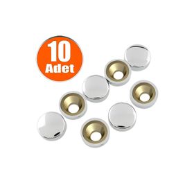 Badem10 10x15 mm Dekoratif Vida Kapağı Kapatıcı Parlak Krom Metal Vida Tapası