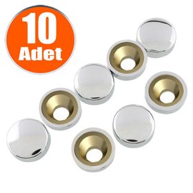 Badem10 10x20 mm Dekoratif Vida Kapağı Kapatıcı Parlak Krom Metal Vida Tapası