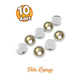 Badem10 10x20 mm Dekoratif Vida Kapağı Kapatıcı Parlak Krom Metal Vida Tapası